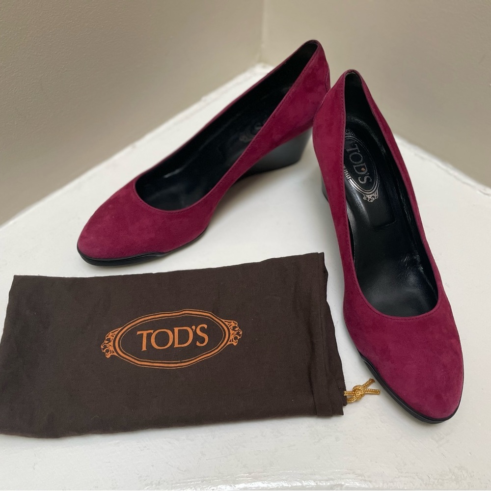 Tod’s Red Suede Wedge Heels EUR 40.5